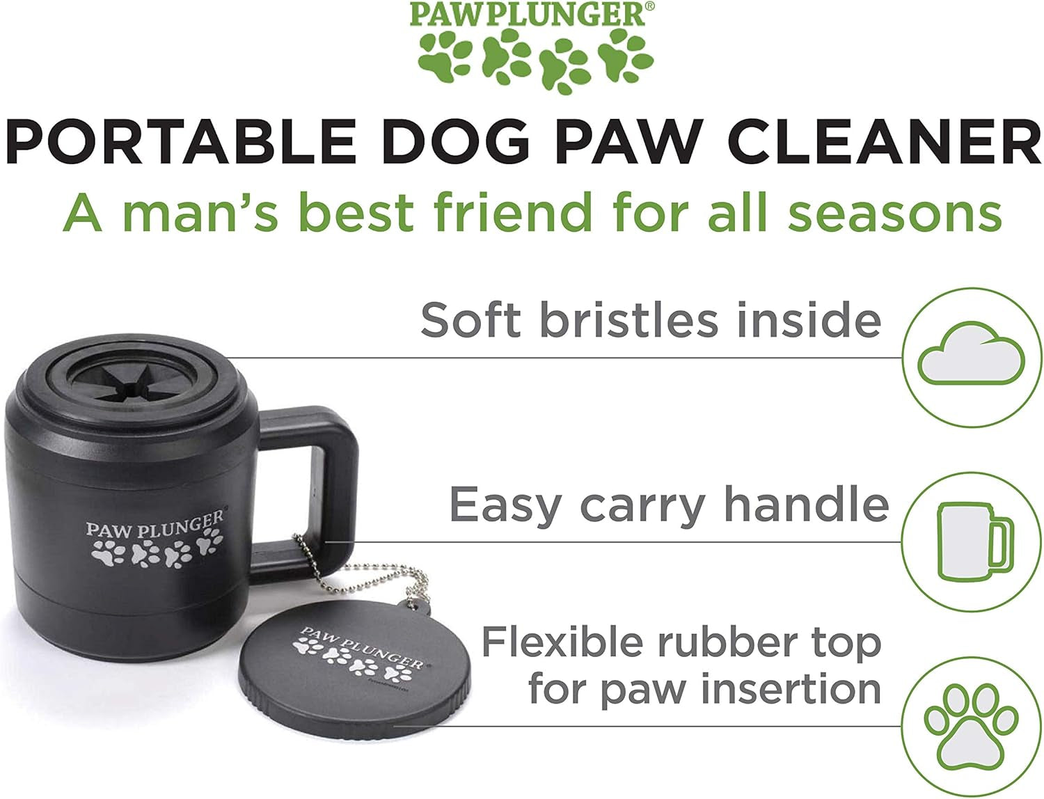 Paw Plunger - Portable Dog Paw Cleaner for Medium Dogs - Essential Washing Solution for Dogs and Puppies - Black