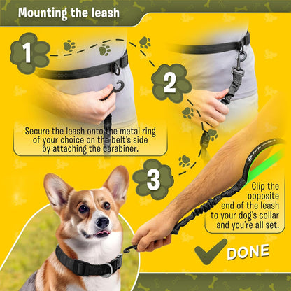 Premium Hands-Free Leash for Medium Dogs: Enhanced Comfort and Freedom for Running, Walking, and Hiking - Durable and Versatile Waist Dog Leash Belt