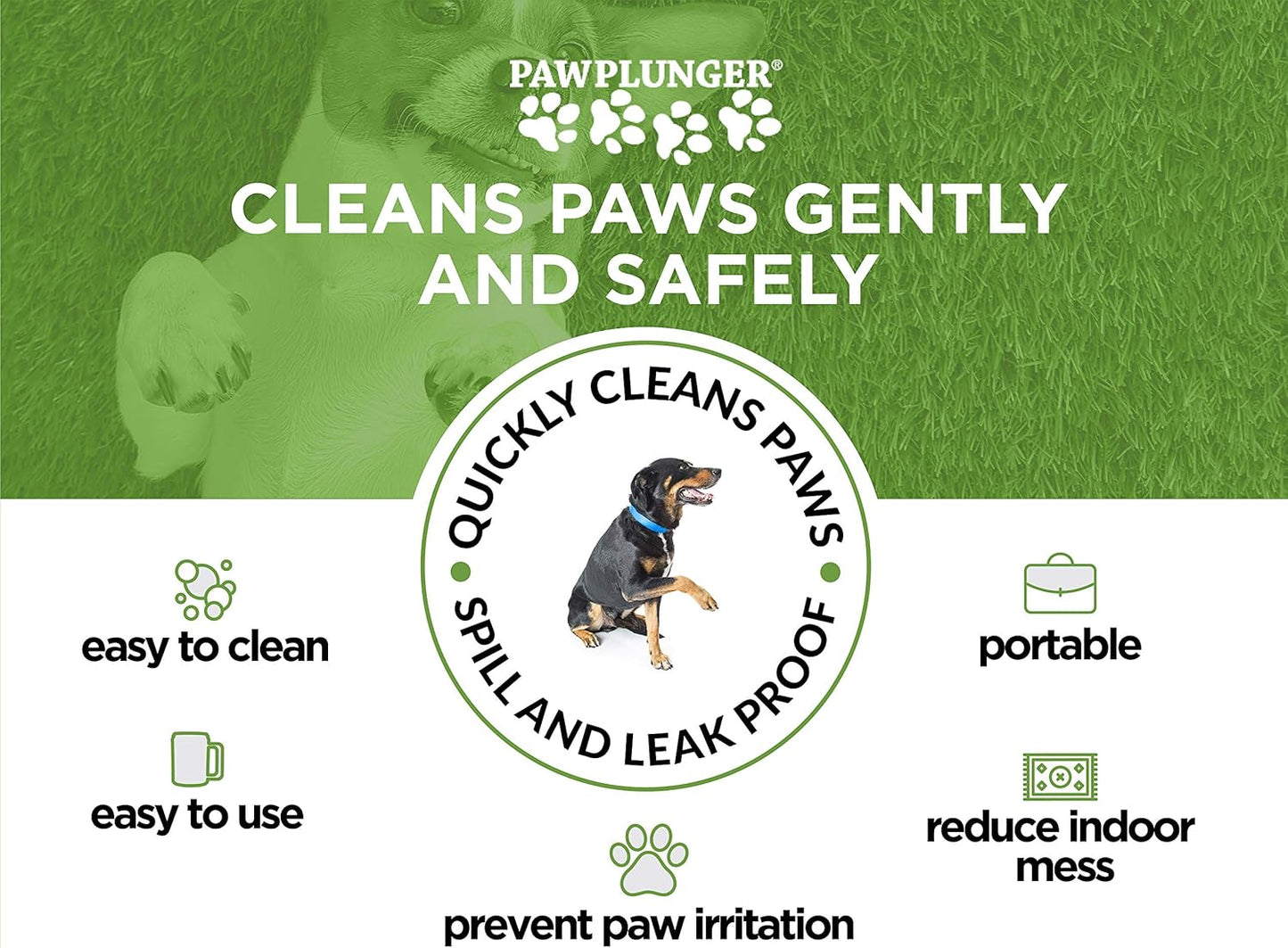 Paw Plunger - Portable Dog Paw Cleaner for Medium Dogs - Essential Washing Solution for Dogs and Puppies - Black