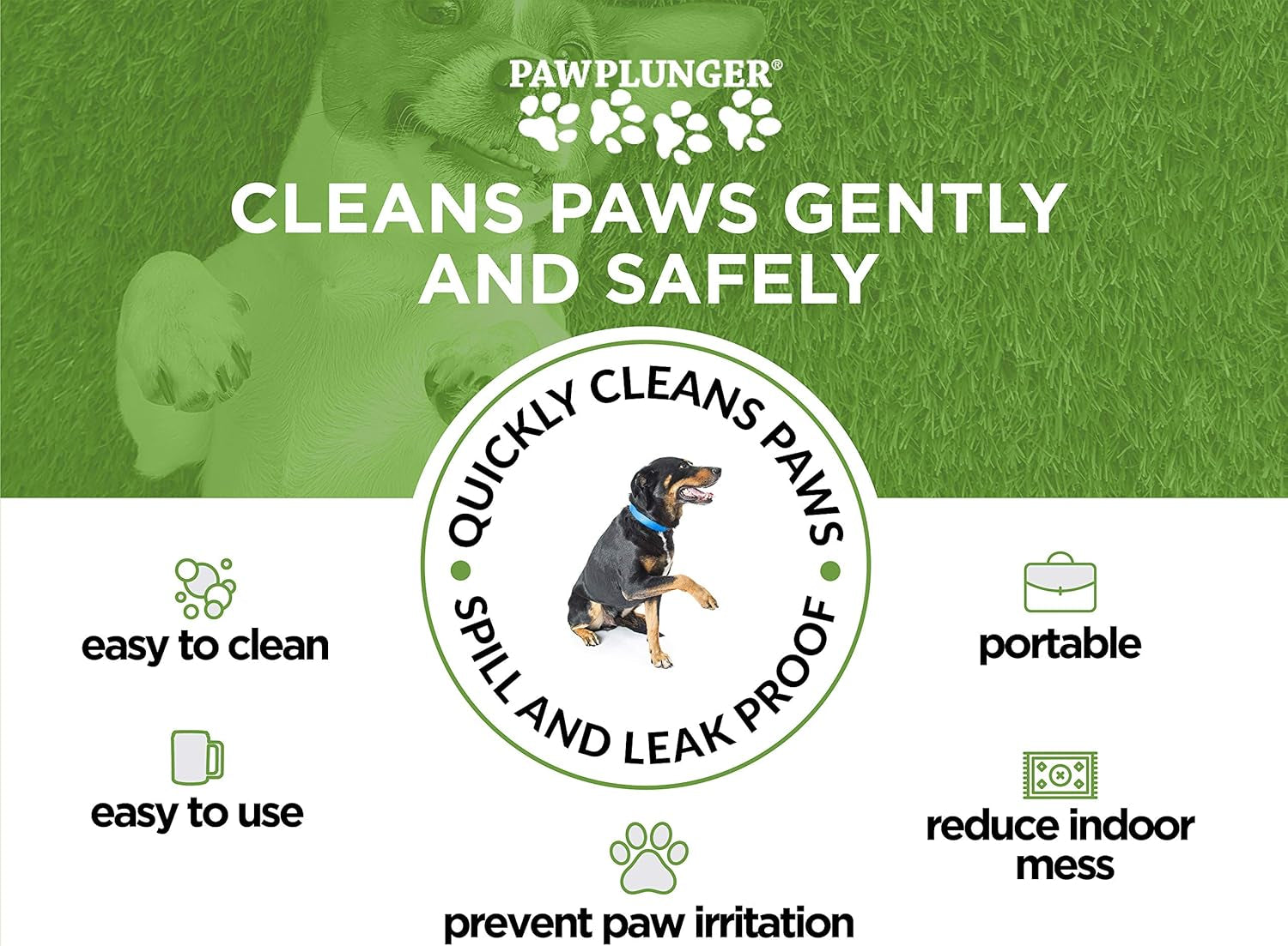 Paw Plunger - Portable Dog Paw Cleaner for Medium Dogs - Essential Washing Solution for Dogs and Puppies - Black