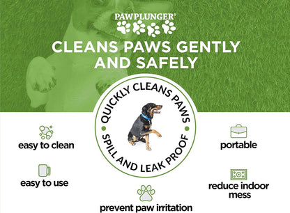 Paw Plunger - Portable Dog Paw Cleaner for Medium Dogs - Essential Washing Solution for Dogs and Puppies - Black